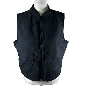 Wrapper Black Cropped Puffer Vest Womens Full‎ Zip Stand Collar Lightweight M/L